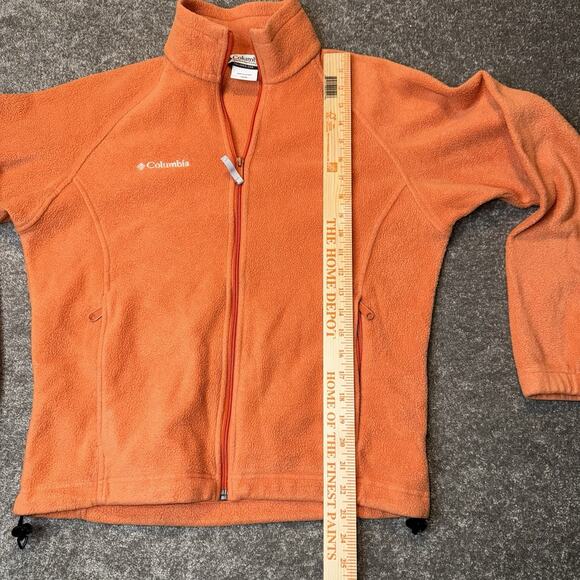 Columbia Women’s Fleece Jacket Size M Peach Orange Full Zip Soft Warm Layer - Picture 3 of 11